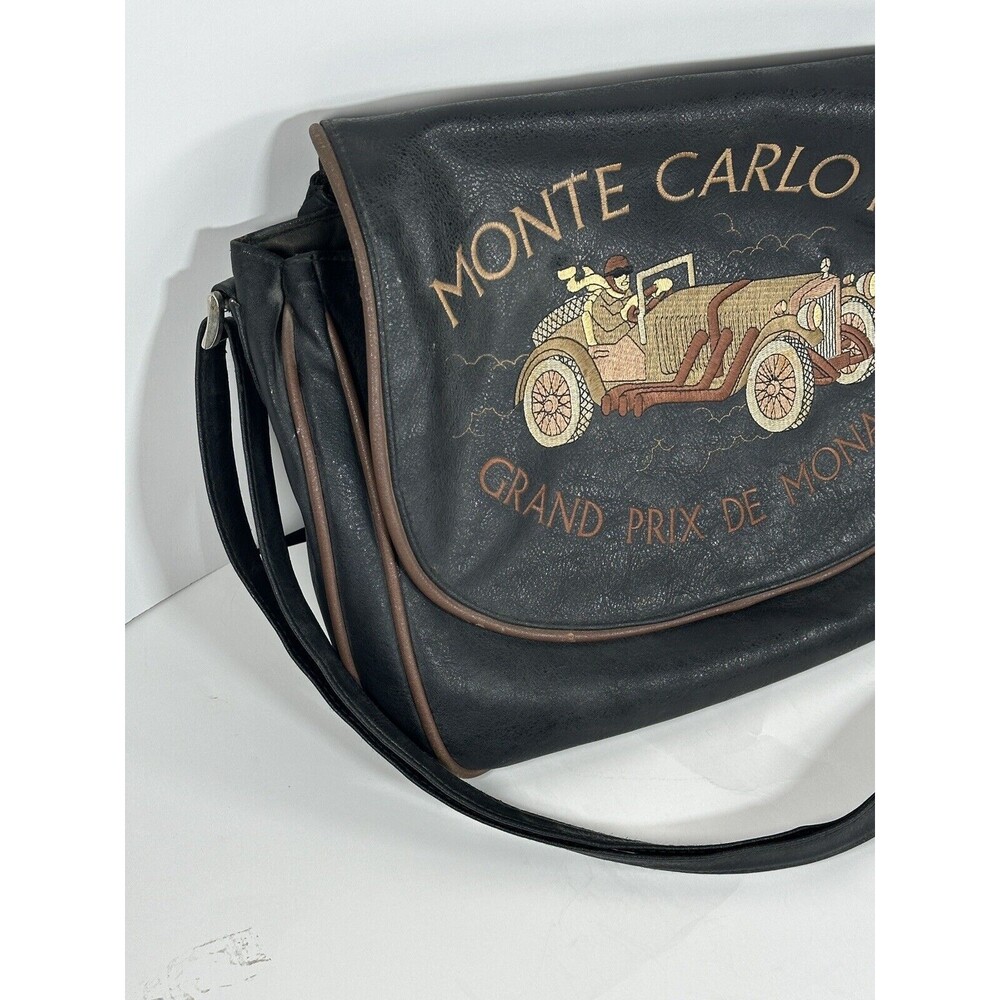 VTG Monte Carlo 1925 Grand Prix de Monaco Messenger Bag Leather 1990s Distressed - Picture 3 of 13
